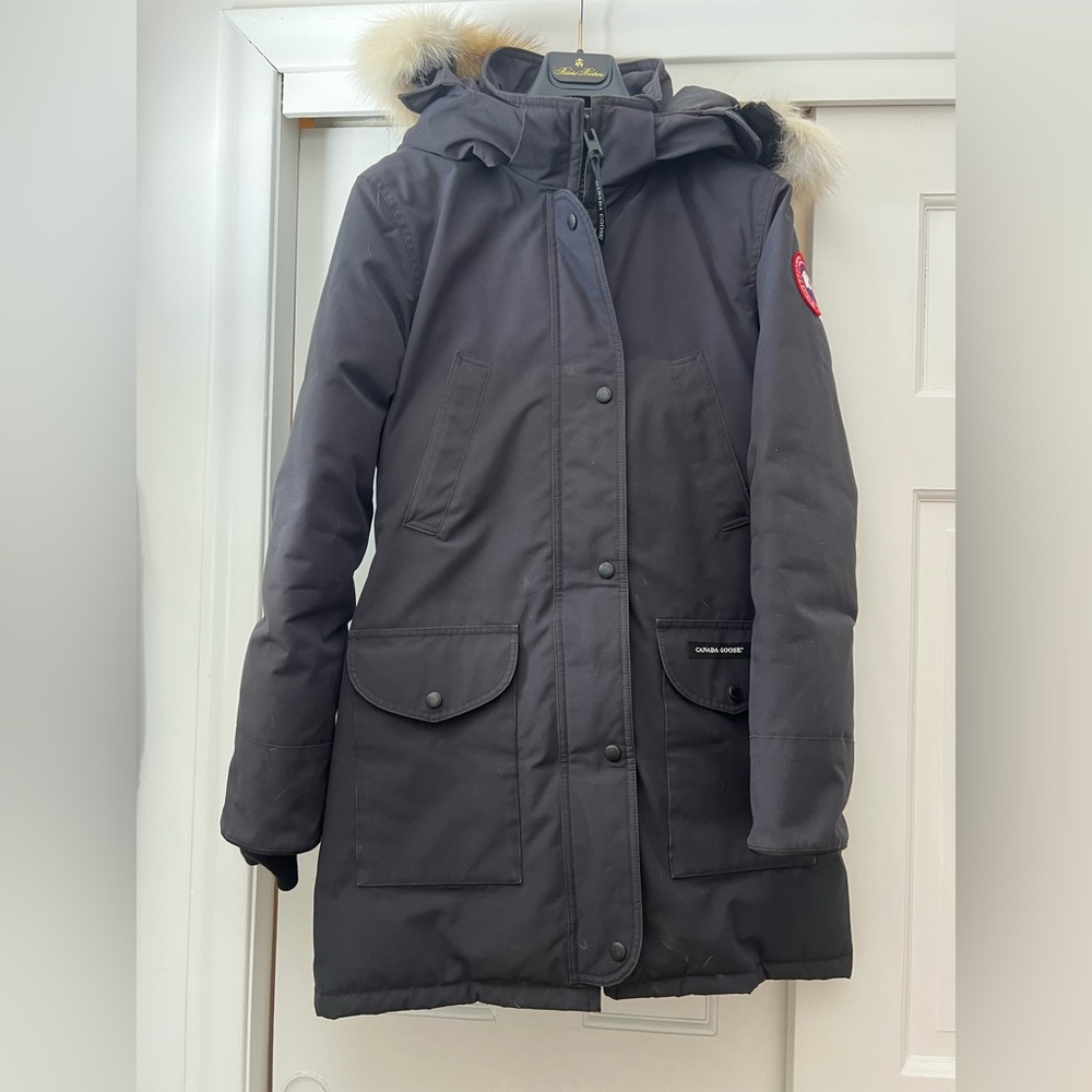 Canada Goose Trillium Women's Navy Blue Parka with Fur